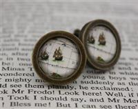 Ship Map Cufflinks-15mm diameter in antique bronze